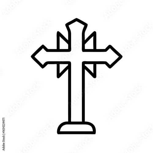 Religious Christian cross outline in minimalistic black design  