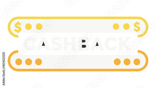 Cashback banner icon with dollar symbols for finance savings and refund promotion
