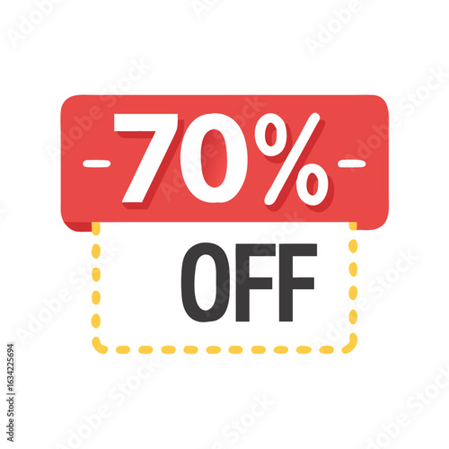 Discount sign showcasing a 70 percent off promotion for a seasonal sale event in a retail store during peak shopping hours