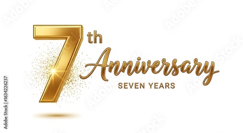 Golden 7th Anniversary Celebration Design