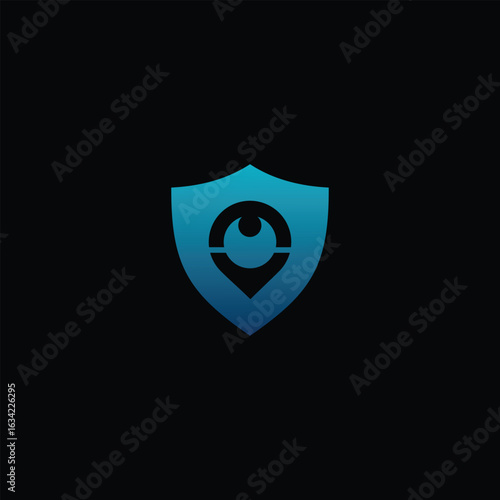 Secure Vision guard: Gradient Shield with Central Eye Icon for Security Concepts