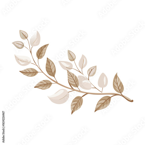 Elegant branch with soft leaves and delicate details in earthy tones showcasing nature's beauty and simplicity