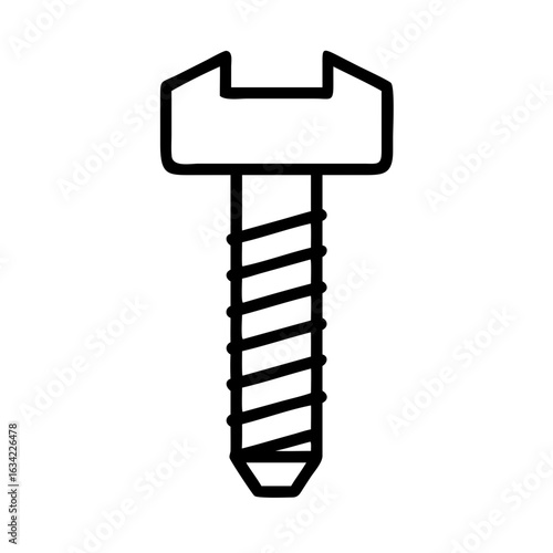 Detailed illustration of a screw showing its head and threaded shaft used in various construction projects