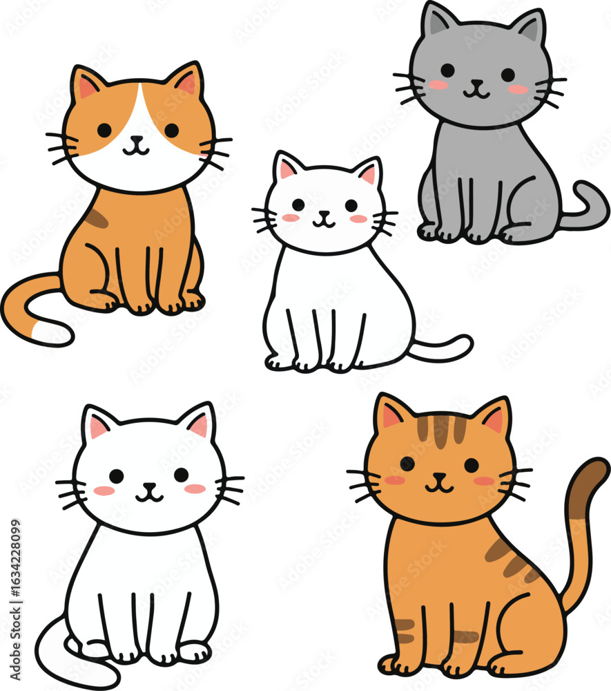 Obraz premium A fun collection of cute baby animals, funny kitten, cat funny, kitten group, cat, group of cat