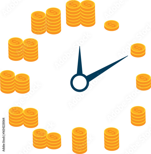 Dollar Coin Cash Financial management Business Growth Money Concept Art Vector Illustration
