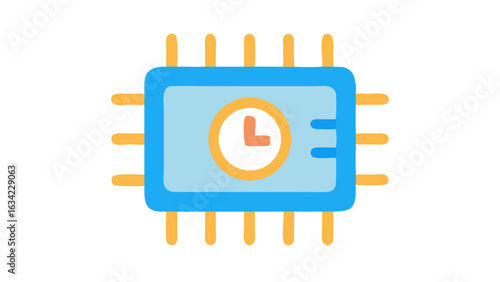 Digital clock displayed on a microprocessor design showcasing technology and time management concepts in a modern setting