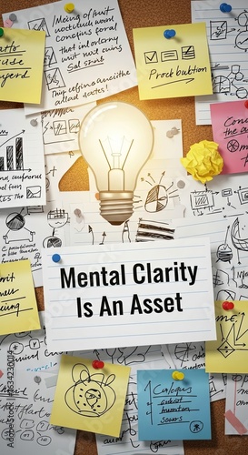 Creative Workspace with Ideas and Notes for Mental Clarity Assets
