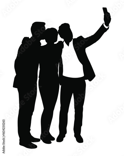 Three friends taking a selfie together