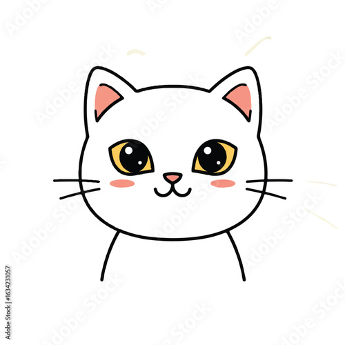 A cute and funny cartoon cat with a whimsical black and white face is a fun character illustration for any pet design