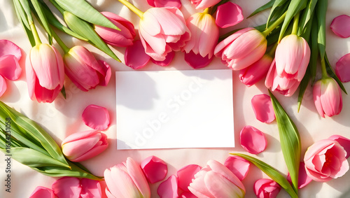 Spring Floral Mockups with White Placeholders for Elegant Branding and Stationery Design
