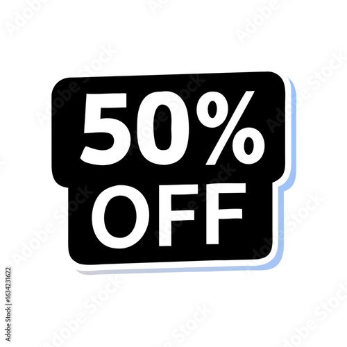 Store promotion featuring a bold 50 percent off sign designed to attract shoppers during a seasonal sale in a vibrant retail environment