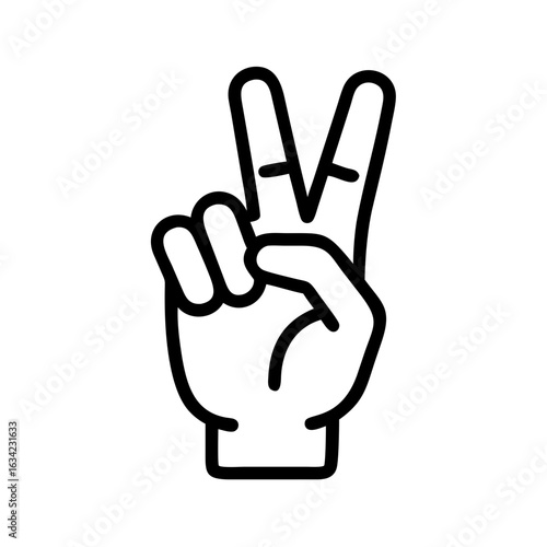 Hand gesture showing a peace sign representing harmony and goodwill made in a simple artistic style