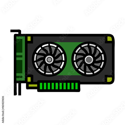 High-performance graphics card designed for intense gaming and graphics rendering, showcasing dual fans and advanced cooling features