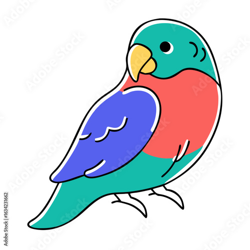 Colorful parrot illustration perched on a surface creating a vibrant nature scene in an artistic style