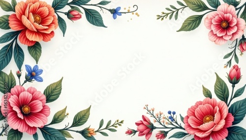 Elegant hand-drawn floral frame transitions smoothly , cartoon, scrollwork, nature