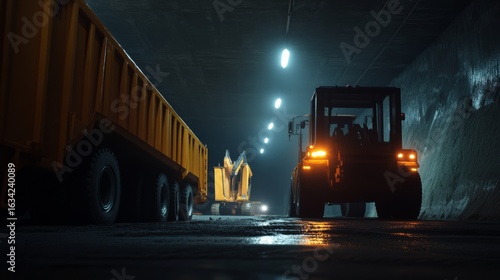 Nuclear waste management site, containers being loaded underground