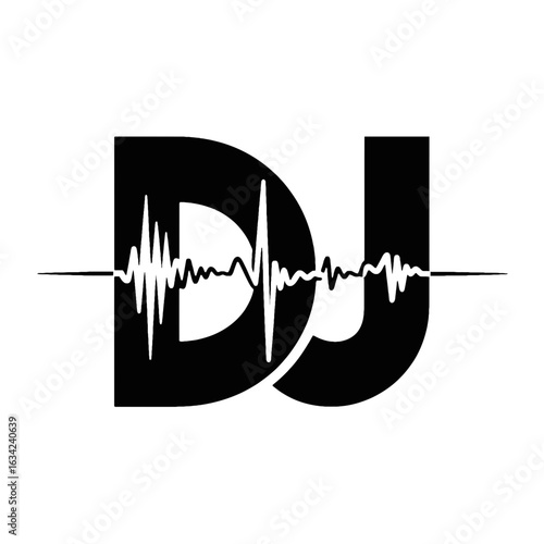 DJ logo with sound wave graphic audio music