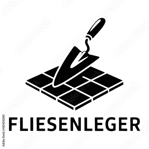 Tiler Logo With Trowel And Floor Tiles tiling flooring
