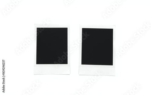 Blank instant photo mockup isolated on white