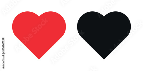 red and black heart vector design on white background