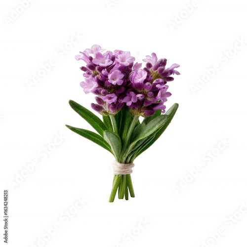 Wallpaper Mural A vibrant bouquet of purple flowers tied with a natural twine, set against an isolated white background, showcasing the beauty and elegance of nature's floral arrangements. Torontodigital.ca