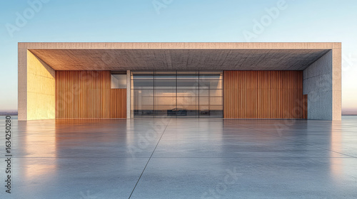 Modern urban concrete building space plaza