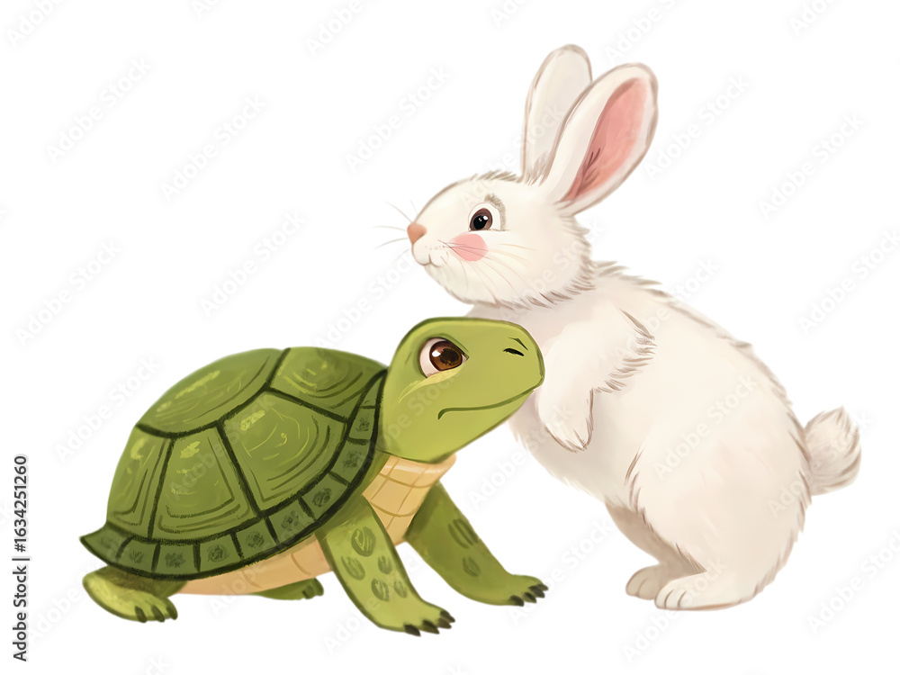 Obraz premium Illustration: Turtle and Rabbit