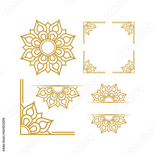 Luxury Golden Thai Art Frames and Ornaments Set