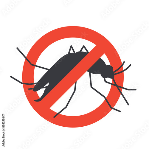 no mosquito sign; ideal for repellent packaging, anti-malaria campaigns, and pest control awareness materials- vector illustration