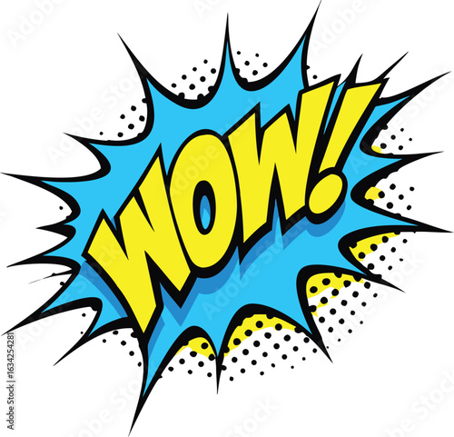 Pop Art Wow Explosion Comic Speech Bubble Design
