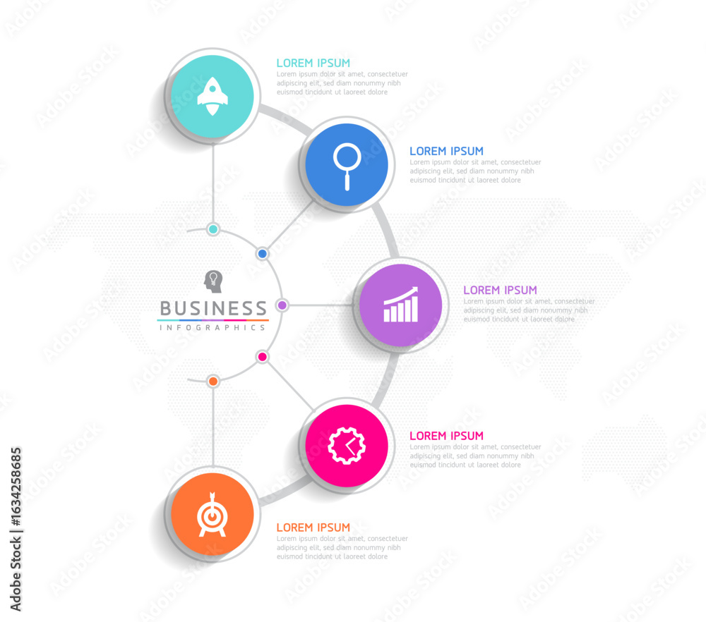 Fototapeta premium Vector business Presentation Connecting Steps Infographic Template