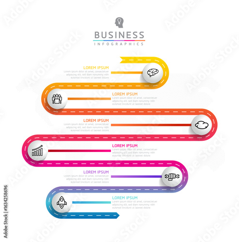 Vector business Presentation Connecting Steps Infographic Template
