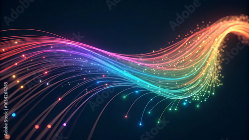 Wallpaper Mural A mesmerizing wave of light comprising a kaleidoscope of colors and vibrant sparks set against a deep dark blue background Torontodigital.ca