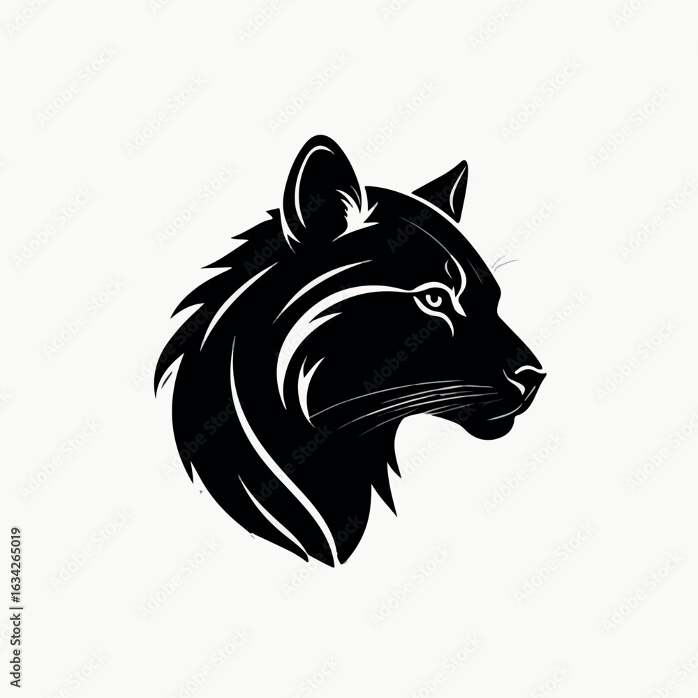 Fototapeta premium Minimalist Wolf Head Profile Black and White Animal Illustration