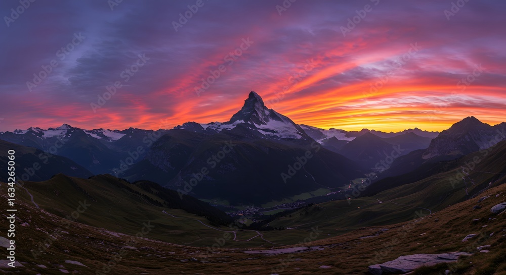 Naklejka premium sunset in the mountains