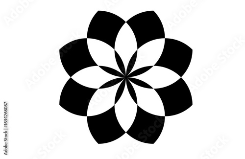 Elegant Geometric Flower Art: Minimalist Black & White Decor for Modern Homes, Offices, and Gifts