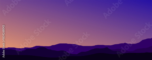 scenic purple mountain silhouette under colorful sunset gradient sky