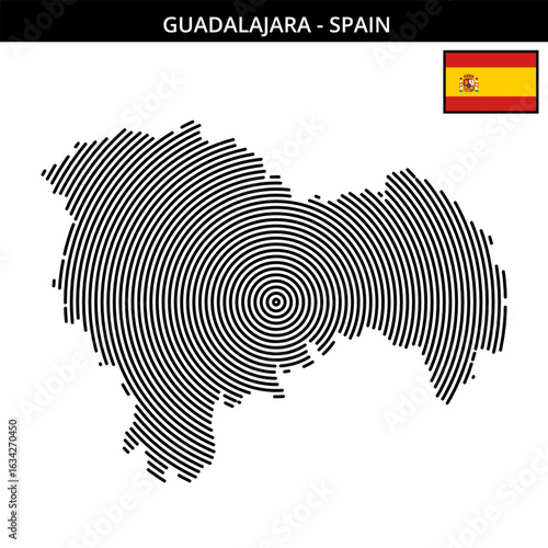 the unique map outline of Guadalajara in Spain