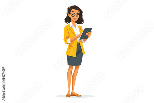 businesswoman holding digital tablet isolated