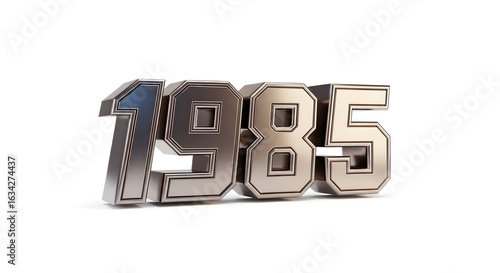 Obraz na płótnie 3D Metallic Number Year 1985 Isolated