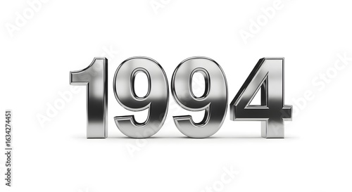 Shiny Silver 1994 Isolated on White Background