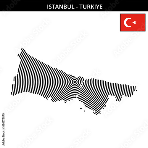 Istanbul  its unique map design and Turkish flag