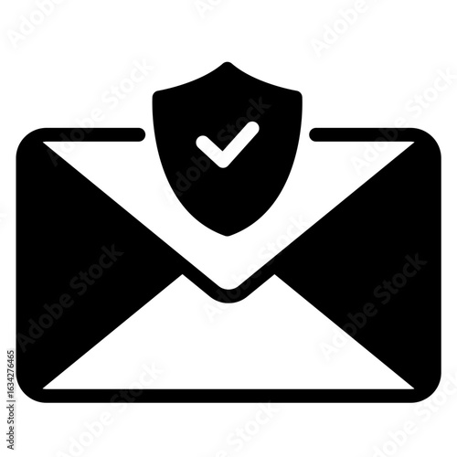 Secure Email Icon with Shield and Check Mark