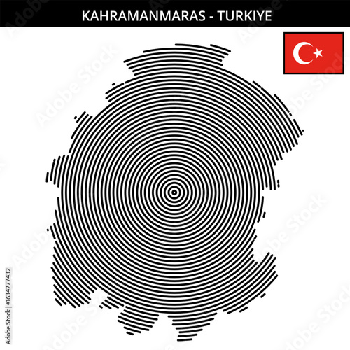 Maps featuring Kahramanmaras Turkey with city flag outline design