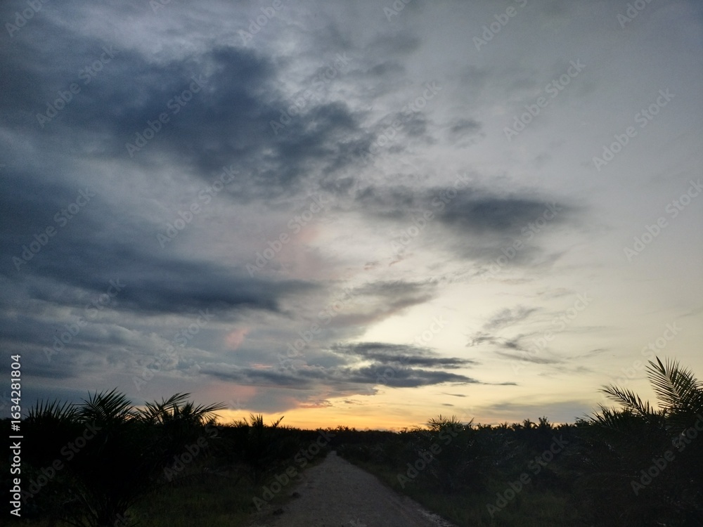Fototapeta premium sunset in the clouds fron work