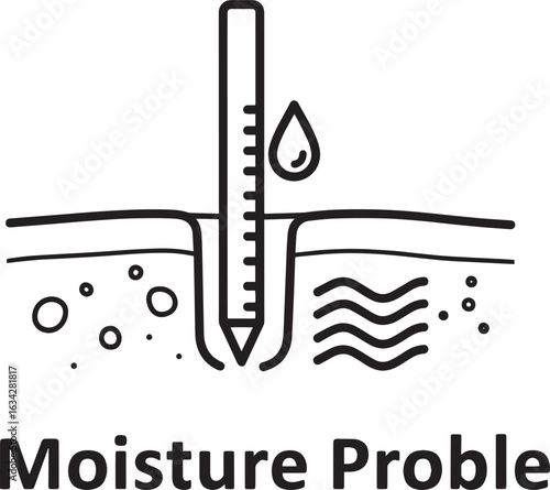 Illustration of a moisture probe measuring skin hydration level, isolated on white background