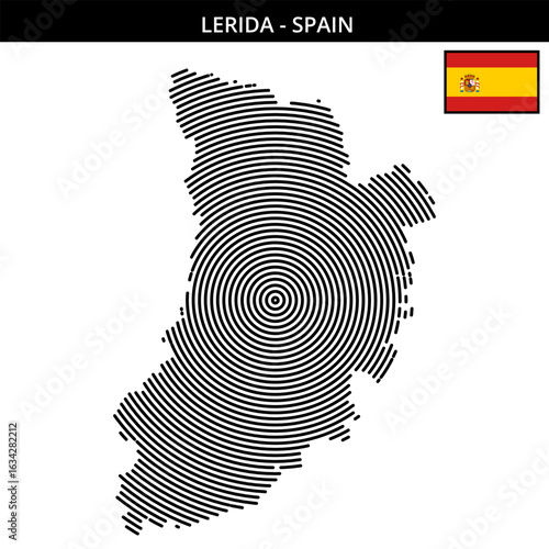 Geographical map of Lerida Spain featuring concentric designs