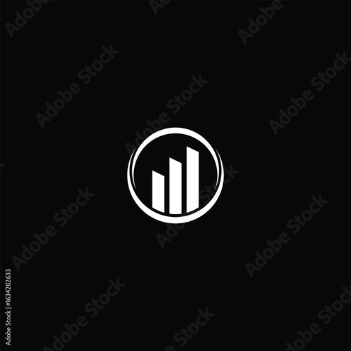 Stylized Financial Growth Icon Emblem on Minimalistic Dark Background
