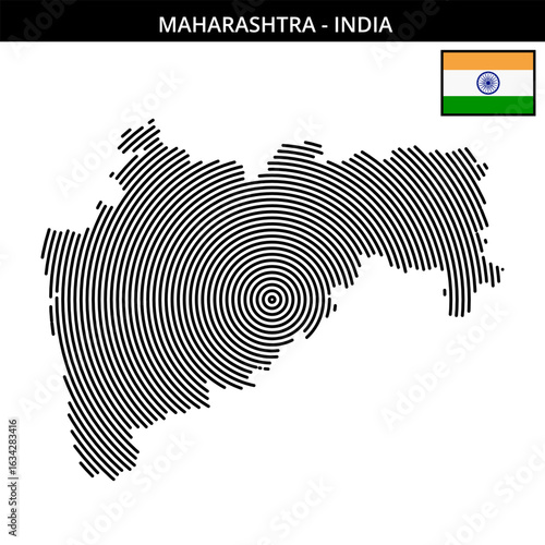 Geographical map of Maharashtra India with concentric design