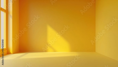 Vibrant Yellow Studio Room Mockup: A Blank Canvas For Showcasing Products And Creating A Professional Business Backdrop For Presentations Or Displays.